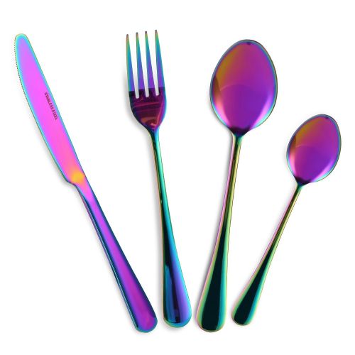 4Pcs Flatware Set Stainless Steel Silverware Cutlery Kitchen Utensil Set with Fork Knife Tea Spoon 4Pcs Flatware Set Stainless Steel Silverware Cutlery Kitchen Utensil Set with Fork Knife Tea Spoon