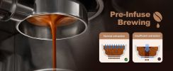 Espresso Machine 20 Bar Pump Pressure Cappuccino latte with ESE POD filter&Milk Frother Steam Wand&thermometer, 1.5L Water Tank, Stainless steel Espre