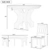 TREXM 5-Piece Dining Table Set, 44" Round Dining Table with Curved Bench & Side Chairs for 4-5 People for Dining Room and Kitchen (Natural Wood Wash)