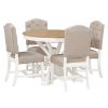 TREXM Functional Furniture Retro Style Dining Table Set with Extendable Table and 4 Upholstered Chairs for Dining Room and Living Room (Oak Natural Wo