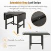 TOPMAX 5-Piece Wood Square Drop Leaf Breakfast Nook Extendable Dining Table Set with 4 Ladder Back Chairs for Small Places, Gray