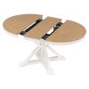 TREXM Functional Furniture Retro Style Dining Table Set with Extendable Table and 4 Upholstered Chairs for Dining Room and Living Room (Oak Natural Wo