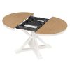 TREXM Functional Furniture Retro Style Dining Table Set with Extendable Table and 4 Upholstered Chairs for Dining Room and Living Room (Oak Natural Wo