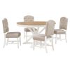 TREXM Functional Furniture Retro Style Dining Table Set with Extendable Table and 4 Upholstered Chairs for Dining Room and Living Room (Oak Natural Wo