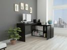 Lyncliff 1-Drawer 2-Shelf L-Shaped Office Desk Black Wengue