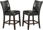 Dining Room Furniture 6pc Counter Height Dining Set Dining Table w Storage 4x High Chairs 1x Bench Black Faux Leather Tufted Seats Faux Marble Table T
