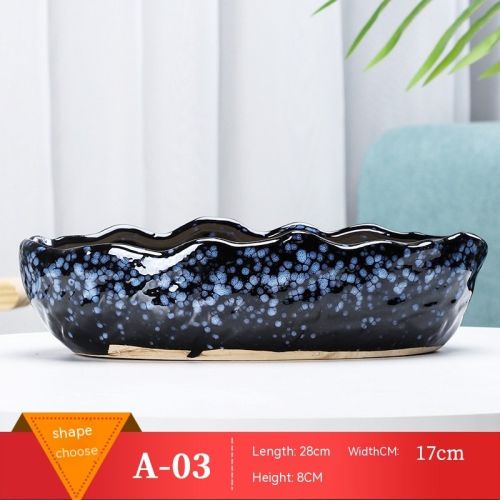 Succulent Flower Pot Shallow Mouth Oval Rectangular Large Diameter Platter Porcelain Simple Retro Stoneware Succulent Flower Pot Shallow Mouth Oval Rectangular Large Diameter Platter Porcelain Simple Retro Stoneware