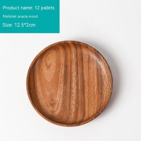 Japanese-style Household Walnut Acacia Mangium Round Dish (Option: 12cm)