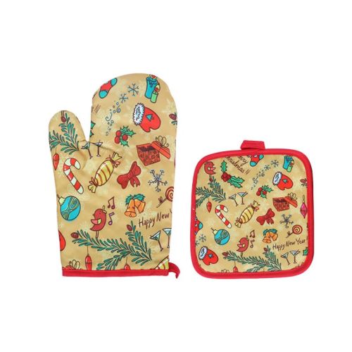 Fashion Santa Claus Microwave Insulation Pad 2-piece Oven Baking Gloves