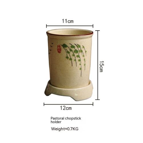 Japanese Style Hand Drawn Ceramic Chopsticks Holder Commercial Household Draining Chopsticks Shelf Boxes Cutlery Tray Kitchen Storage