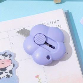 1pc Cute Mini Flower Paper Cutter, Art Knife,Utility Knife, Box Cutter, Cutting Tool, Cute Crafting Knife For Cutting Paper Wraps (Color: Purple)