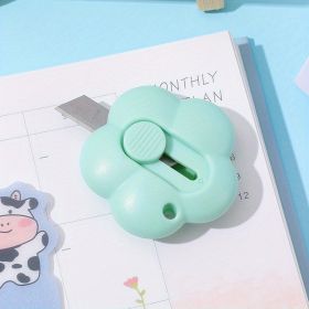 1pc Cute Mini Flower Paper Cutter, Art Knife,Utility Knife, Box Cutter, Cutting Tool, Cute Crafting Knife For Cutting Paper Wraps (Color: Green)